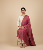 "Magenta Kashmiri Jaal Weave Shawl in Fine Wool with Multicolor Paisley and Floral Design – The Amritsar Store"