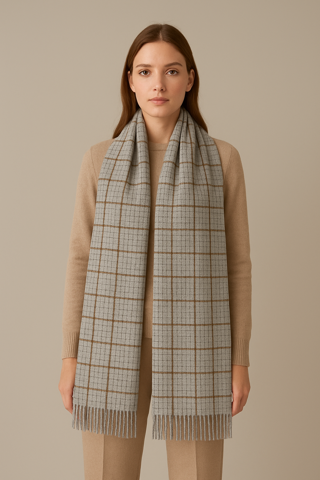 "Modern Grey Checkered Scarf, Lightweight and Stylish Winter Wrap for Men and Women by The Amritsar Store"