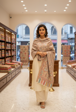 "The Amritsar Store Pastel Jaal Fine Wool Stole with Multitone Paisley and Floral Weave"