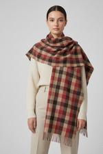 "Classic Red and Beige Checkered Scarf, Soft Winter Wrap for Men and Women by The Amritsar Store"