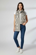 "Soft Black and White Geometric Wrap, Elegant Unisex Scarf by The Amritsar Store"