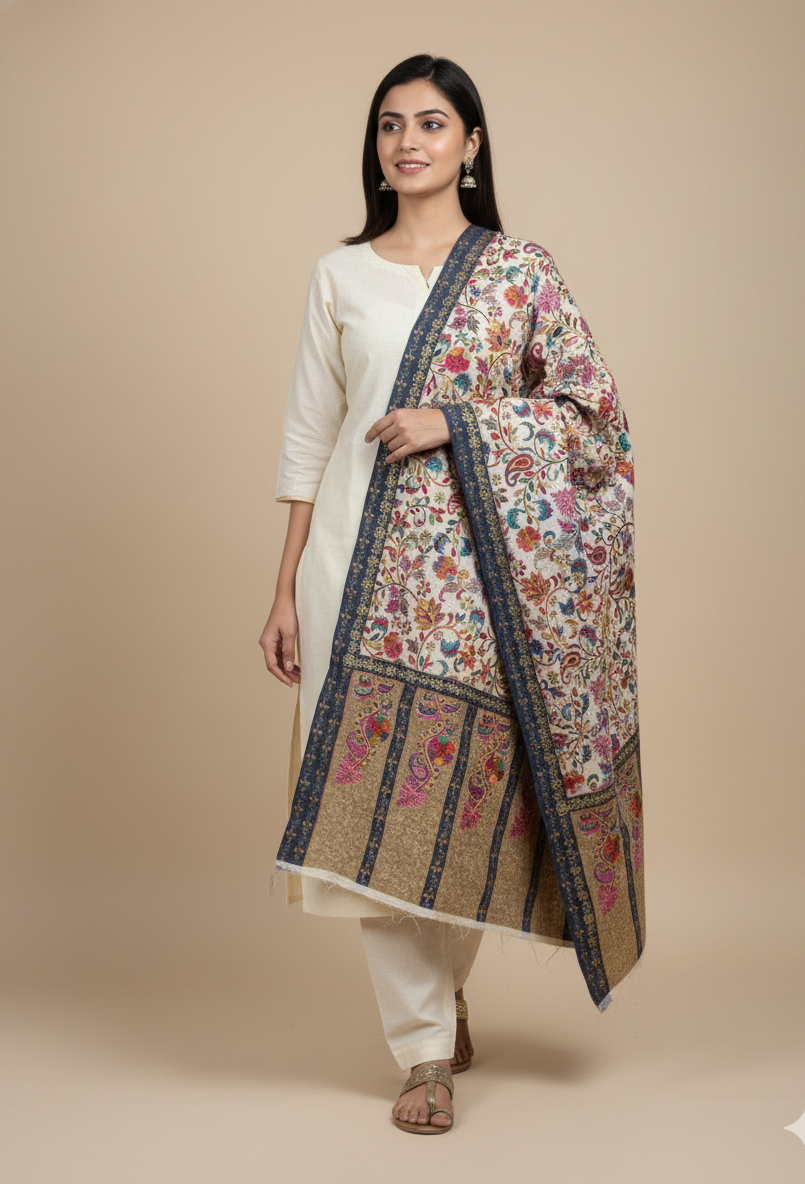 “Kalamkari Hand-Painted Stole – Traditional Artisan Design by The Amritsar Store”