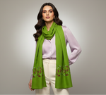 The Amritsar Store Phulkari hand embroidered green Shawl with magenta border showcasing traditional Punjabi craftsmanship