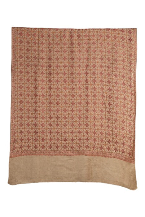 Women's Beige Shawl, Sozni Hand Embroidered Pashmina Shawl For Women, Soft Women Wraps, Heritage Shawls, Large Wool Wrap, Authentic Kashmiri Shawls - The Amritsar Store