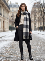 Black White Checked Wool Scarf – Soft Winter Scarf for Men & Women | The Amritsar Store - The Amritsar Store