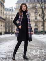 Blue & Red Plaid Wool Scarf – Soft Winter Wrap for Men & Women | The Amritsar Store - The Amritsar Store