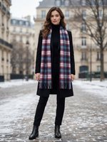 Blue & Red Plaid Wool Scarf – Soft Winter Wrap for Men & Women | The Amritsar Store - The Amritsar Store