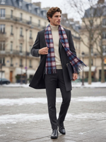 Blue & Red Plaid Wool Scarf – Soft Winter Wrap for Men & Women | The Amritsar Store - The Amritsar Store