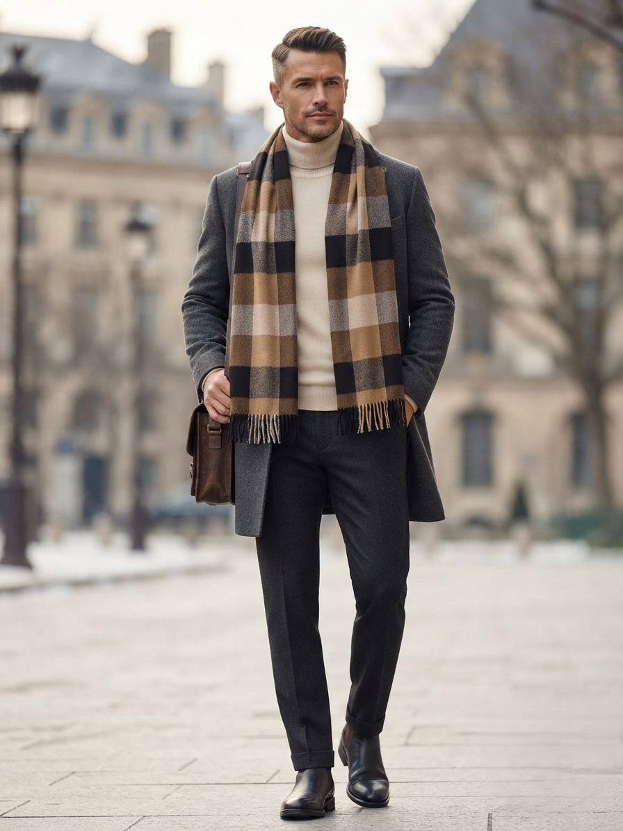 The Amritsar Store Classic Brown & Black Checkered Scarf - The Amritsar Store