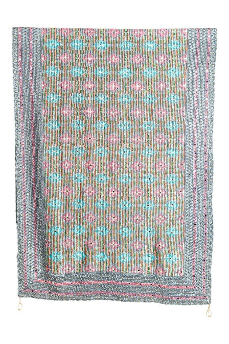 Phulkari Dupatta For Wedding Amritsari Handmade Embroidery Traditional Colorful Dupatta With Tassels Size 2.25 Mtr x 0.95 Mtr - The Amritsar Store