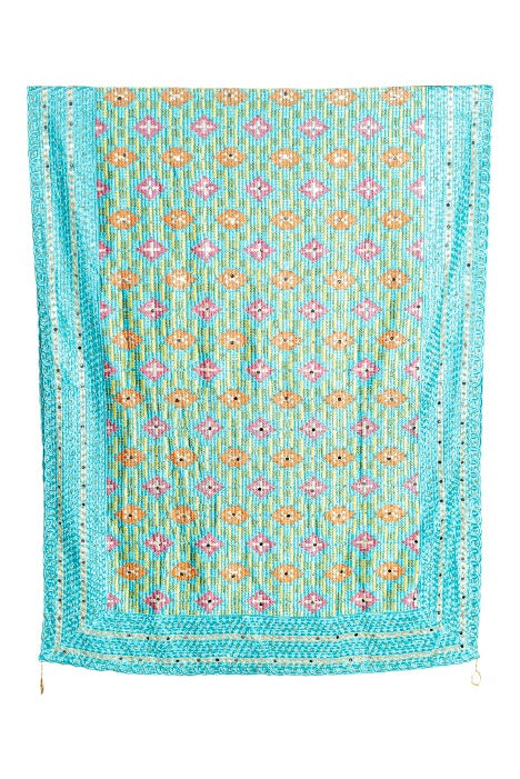 Phulkari Dupatta For Wedding Amritsari Handmade Embroidery Traditional Colorful Dupatta With Tassels Size 2.25 Mtr x 0.95 Mtr - The Amritsar Store