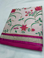 The Amritsar Store Chanderi Embroidered Unstitched Suit with Dupatta for Women, Traditional Punjabi Ethnic Wear Suit Set