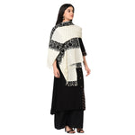 Mesmerizing Hues White & Black Aesthetically Designed From Kashmir Pure Wool Shawl - The Amritsar Store