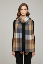 The Amritsar Store Brown, Beige & Grey Check Wool Scarf with Classic Plaid Pattern