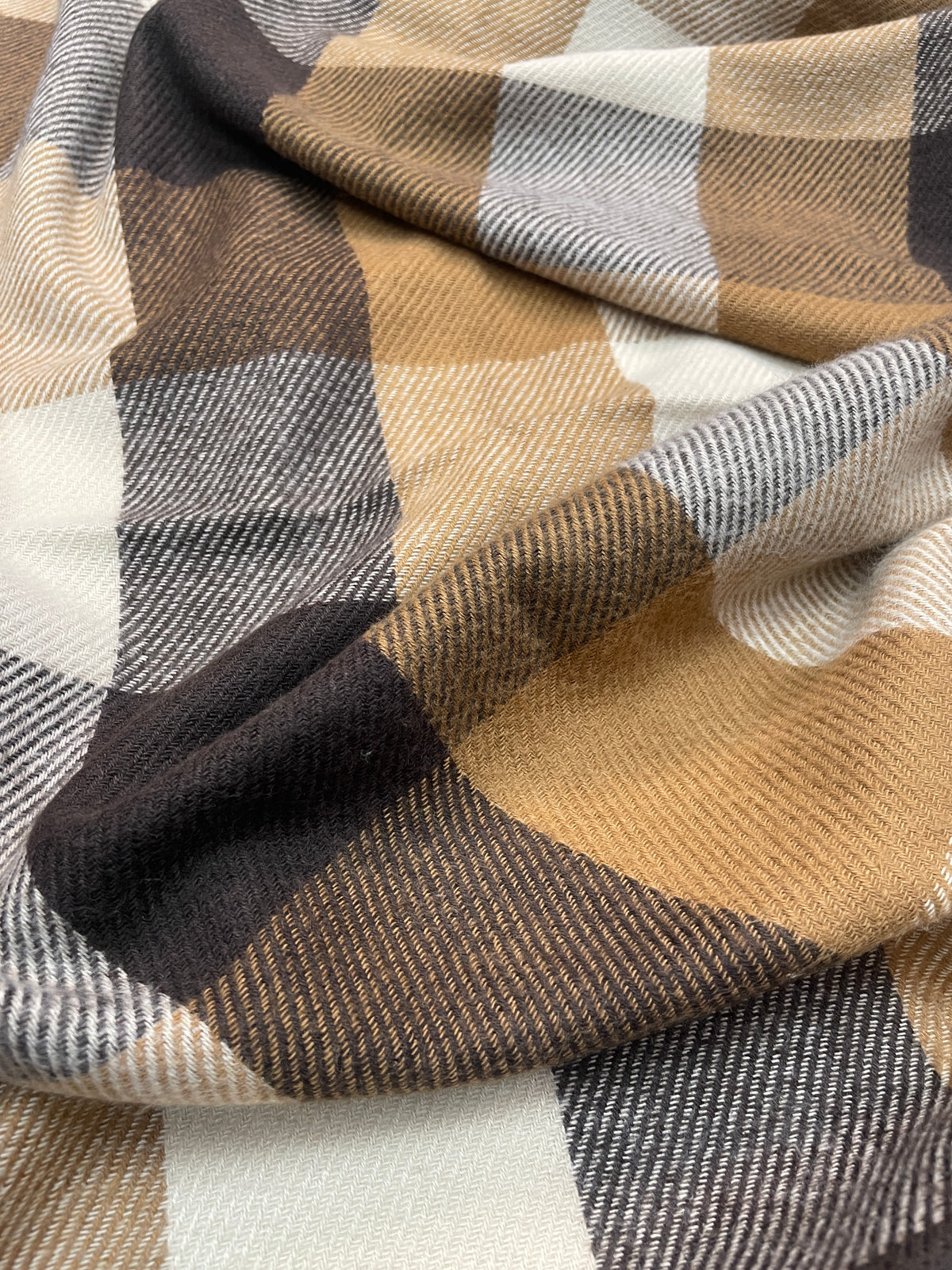 "Classic Brown and Black Checkered Scarf, Soft Unisex Winter Wrap by The Amritsar Store"
