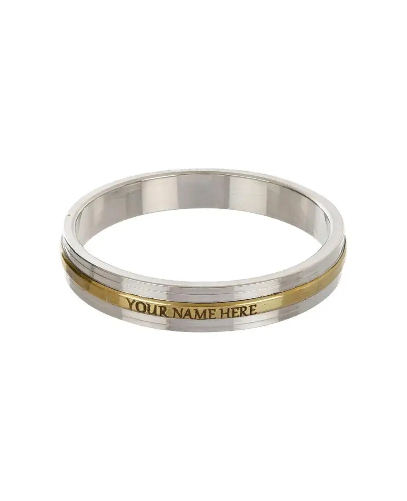 Customised 8mm heavy Punjabi men’s kada in stainless steel and brass by The Amritsar Store, bold traditional Sikh bangle design