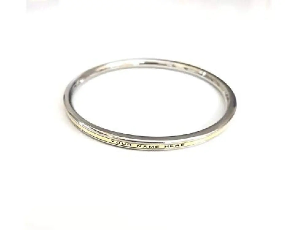 Customised stainless steel and brass kada for ladies and kids with engraved detailing, polished finish, traditional Punjabi style bracelet by The Amritsar Store