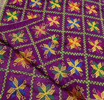 The Amritsar Store embellished dupatta in deep purple base with colorful floral design and intricate detailing, elegant ethnic wear accessory for festive and wedding occasions