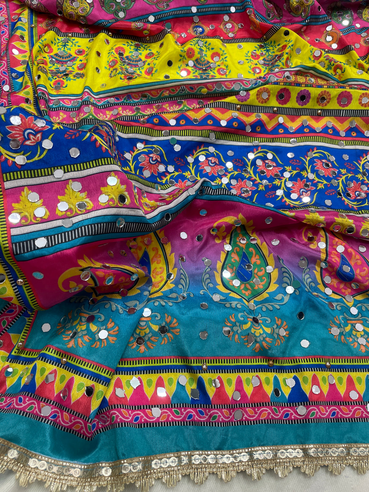 The Amritsar Store embellished dupatta with mirror and stone work detailing, traditional ethnic designer dupatta for women