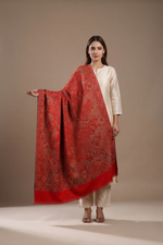 Women's Kani Jamawar shawl featuring an intricate full Jaal design with elegant woven craftsmanship by The Amritsar Store.