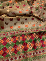 Hand embroidered Phulkari dupatta for women with traditional Punjabi embroidery by