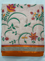 The Amritsar Store Chanderi Embroidered Unstitched Suit with Dupatta for Women, Traditional Punjabi Ethnic Wear Suit Set