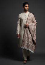"The Amritsar Store Men's Fine Wool Kani Shawl with Intricate Paisley Pattern – Soft and Luxurious Winter Wear"