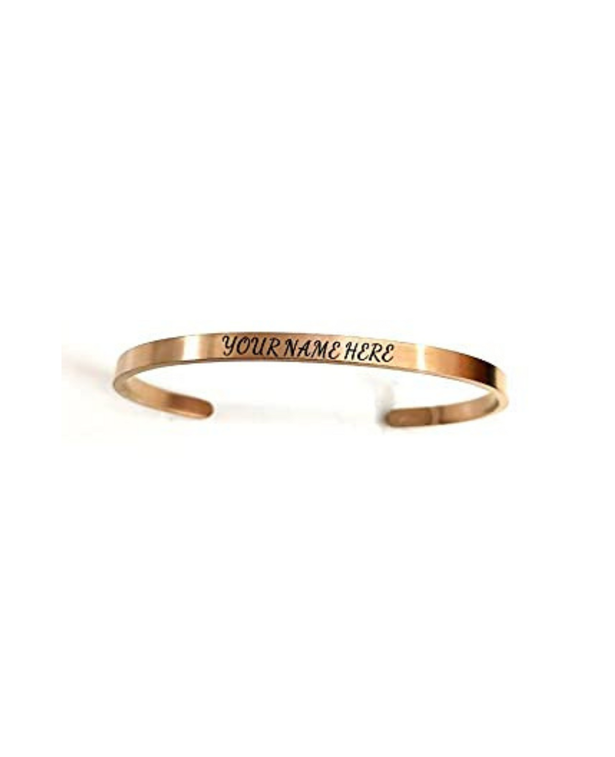 Rose gold stainless steel 3mm openable free size customised bangle bracelet for girls and women by The Amritsar Store