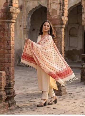 “Orange and pink hand embroidered Phulkari dupatta for women by The Amritsar Store featuring traditional Punjabi embroidery craftsmanship.”