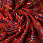 Phulkari Dupatta – Hand Embroidered Red Dupatta With Multicolor Embroidery| The Amritsar Store - The Amritsar Store