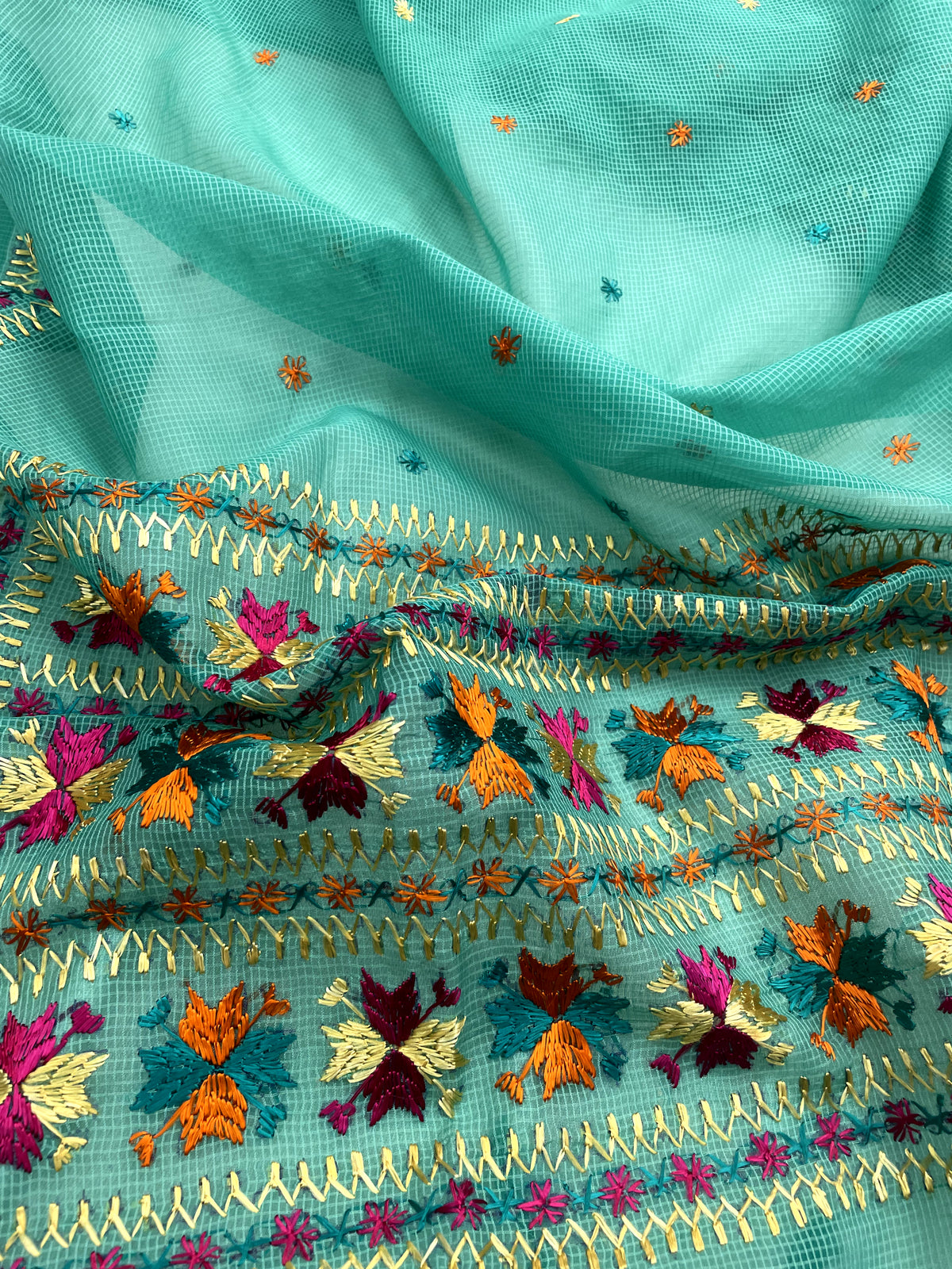 Hand embroidered Phulkari Dupatta for women in traditional Punjabi ethnic style b