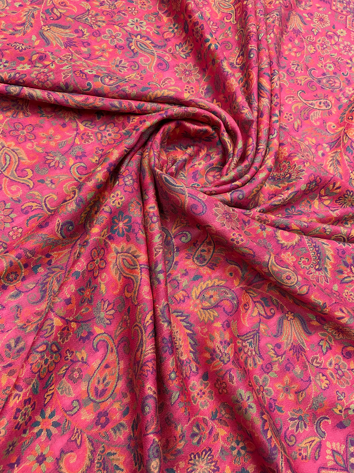 "Magenta Kashmiri Jaal Weave Shawl in Fine Wool with Multicolor Paisley and Floral Design – The Amritsar Store"
