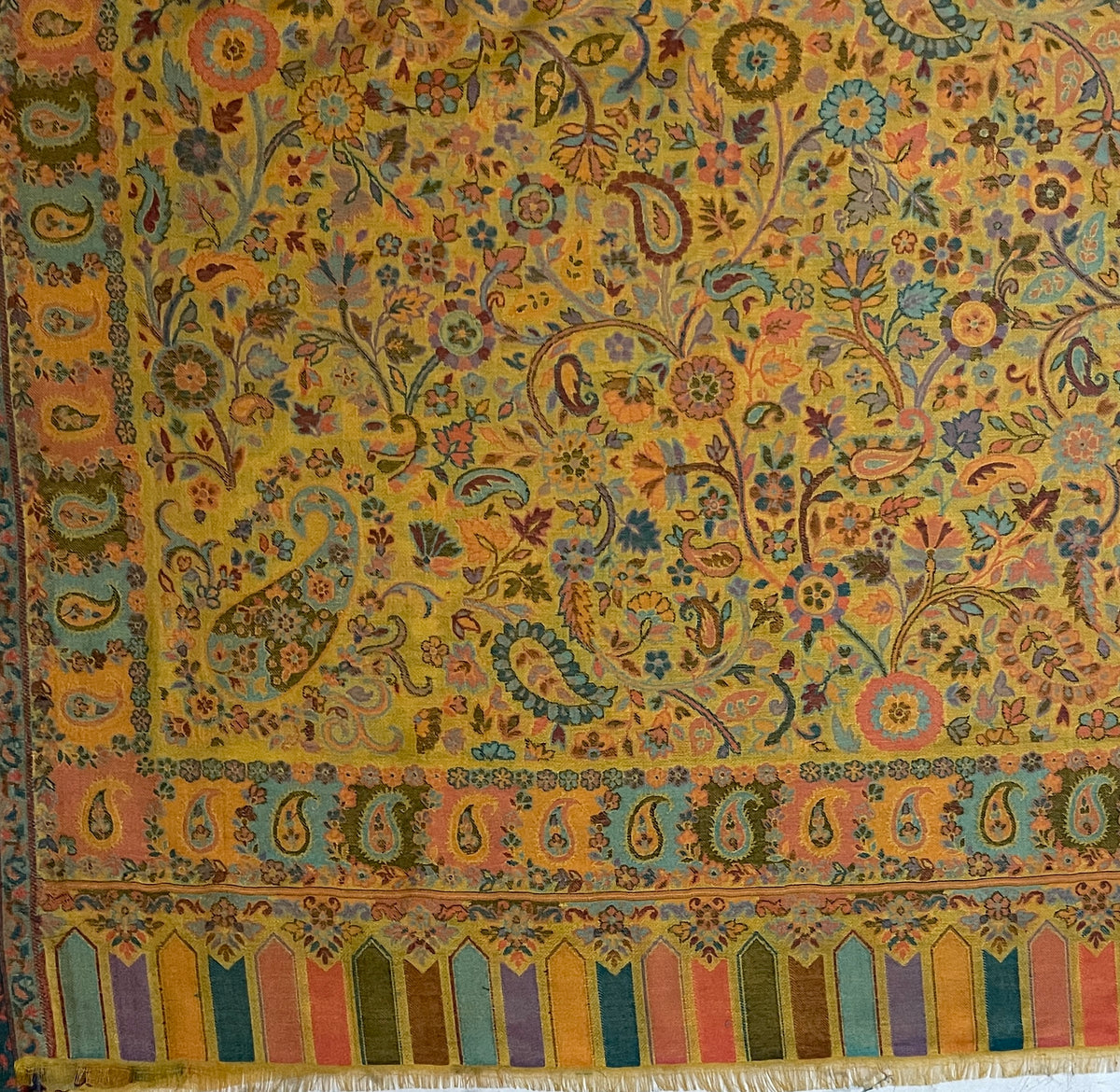 "The Amritsar Store Kashmiri Jaal Weave Shawl in Fine Wool – Multicolor Paisley Design