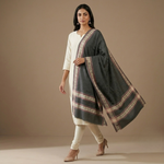 Women's Kashmiri Zari Shawl with Four-Side Border, elegant traditional embroidered shawl by The Amritsar Store