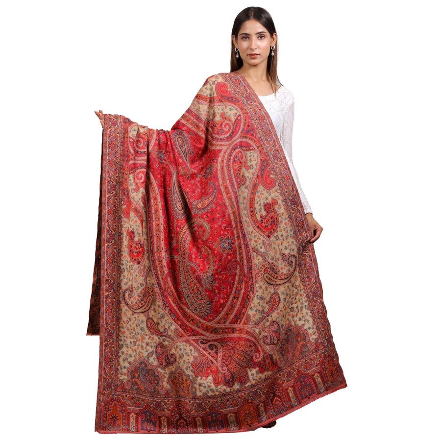 Women's Shawl, Jamawar Kani Shawl, Kashmiri Shawl, Paisley Design Woven Shawl, Faux Wool Shawl, Warm Shawl, Shawl For Women - The Amritsar Store