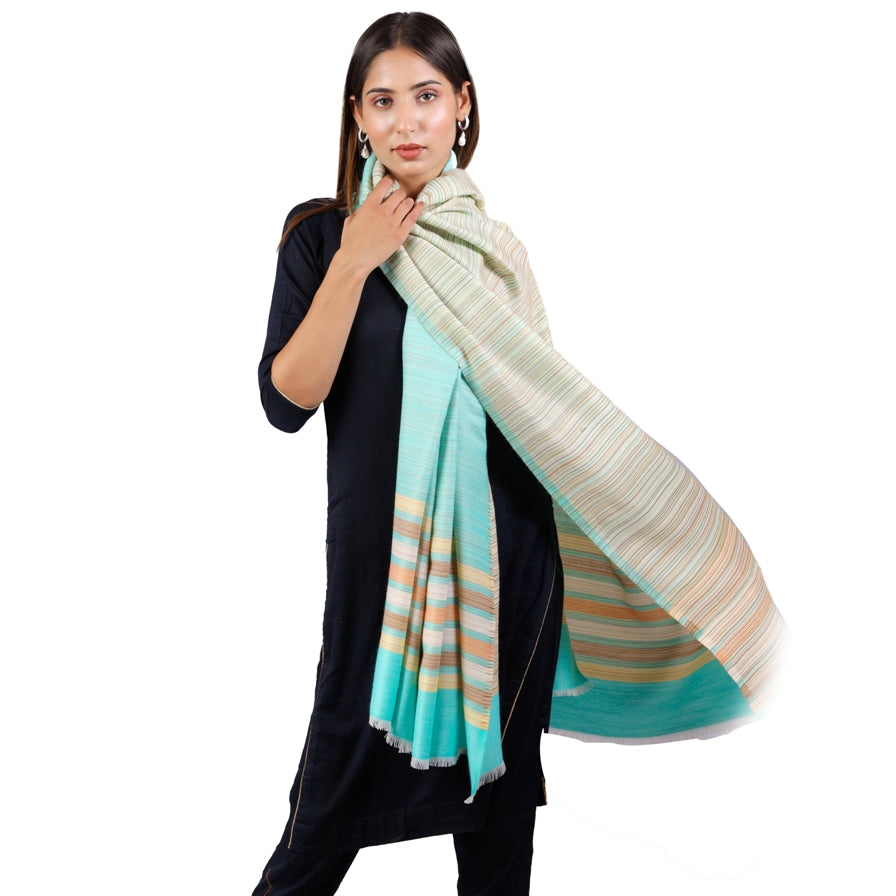 Women's Shawl, Elegant Subtle Reversible Stripes Shawl / Scraf , Faux Wool Shawl, Reversible Shawl / Scarf, Shawl For Women, - The Amritsar Store