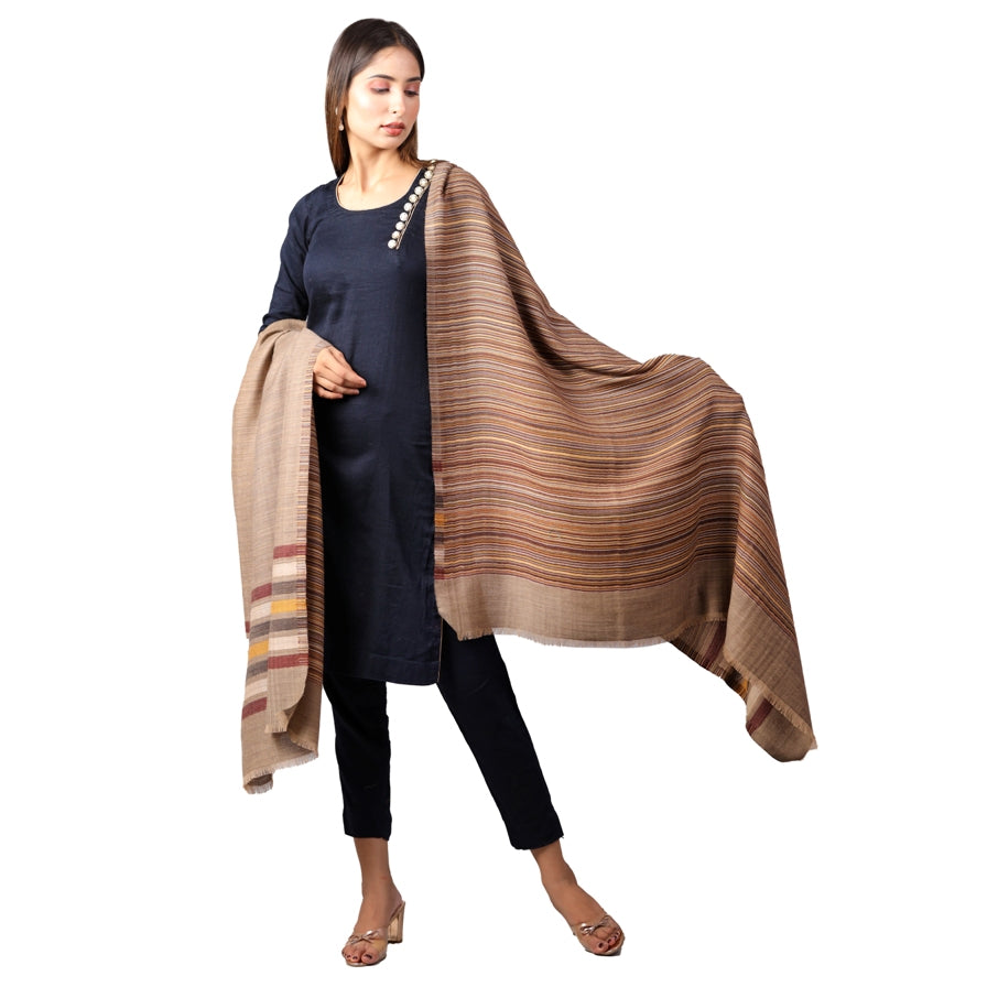 Women's Shawl, Elegant Subtle Reversible Stripes Shawl / Scraf , Faux Wool Shawl, Reversible Shawl / Scarf, Shawl For Women, - The Amritsar Store
