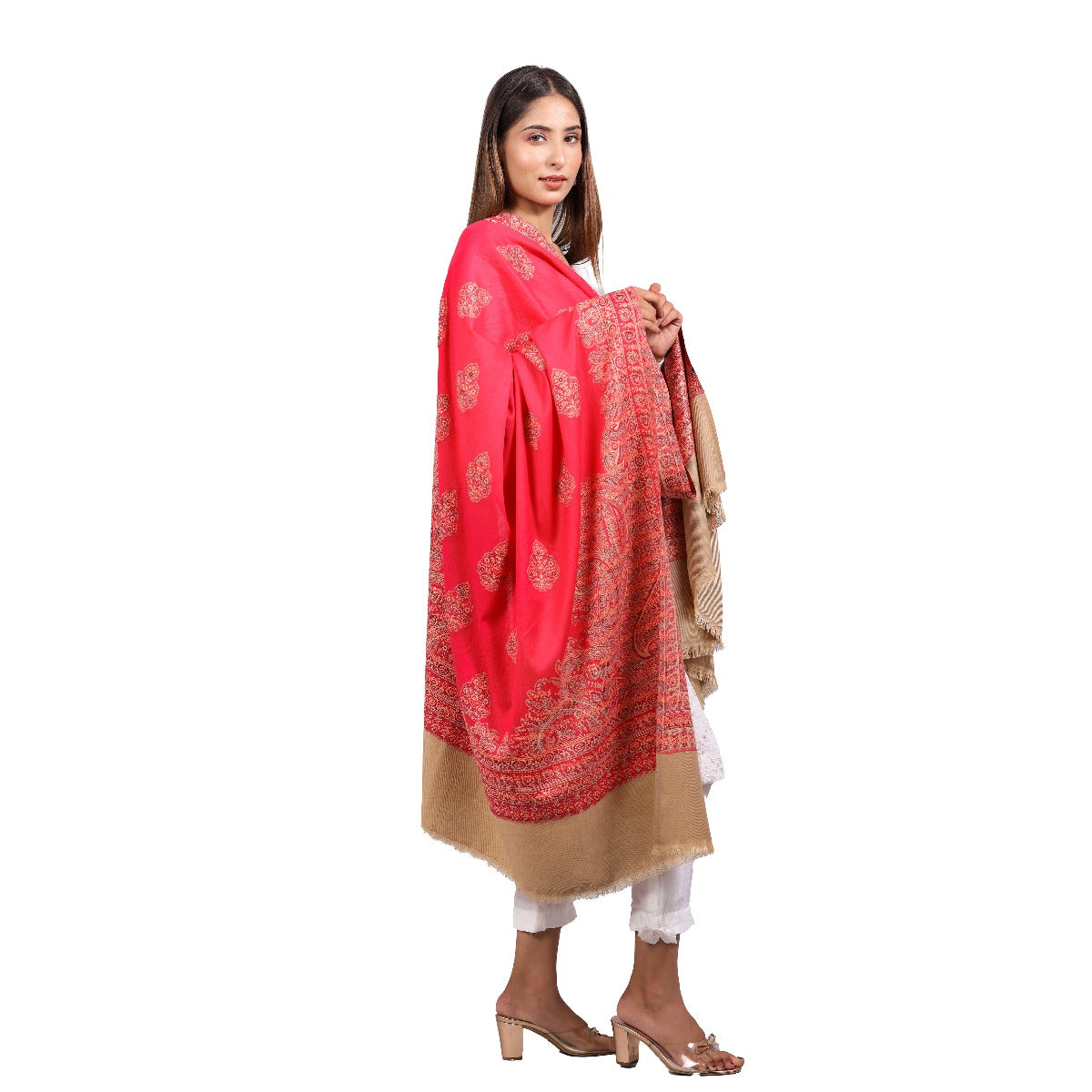 Women's Shawl, Jamawar Kashmiri Warm Shawl, Faux Wool, Woven Kashmiri Shawl, Soft & Warm Scarf, Paisley Pattern Multicolor, Shawl for Women - The Amritsar Store