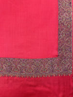 Hand embroidered Kashmiri four-side border meditation shawl soft wool pashmina oversized wrap for men and women