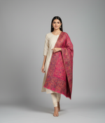 "Magenta Kashmiri Jaal Weave Shawl in Fine Wool with Multicolor Paisley and Floral Design – The Amritsar Store"