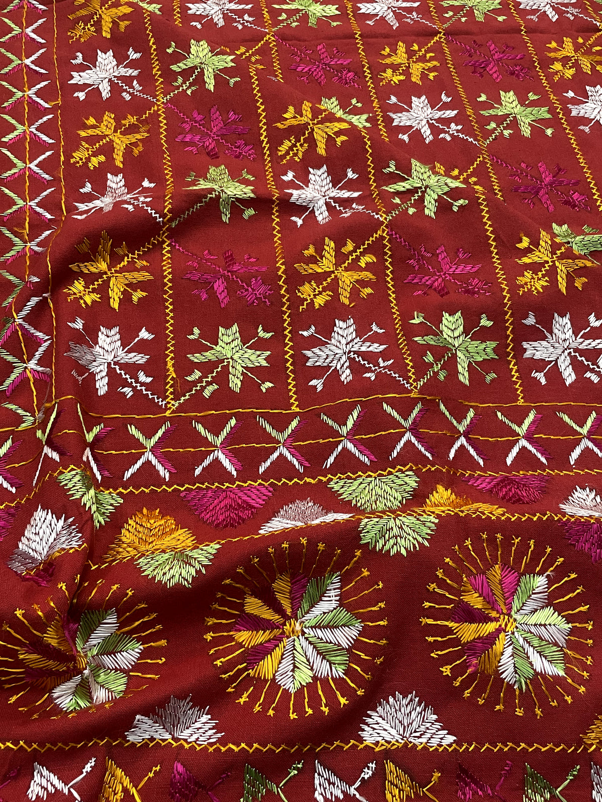 Hand embroidered traditional Punjabi Phulkari Bagh dupatta for women by The Amritsar Store in vibrant multicolor embroidery