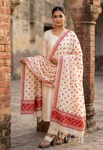 Hand embroidered Phulkari Dupatta with orange and pink thread work for women by