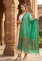 Hand embroidered Phulkari Dupatta for women in traditional Punjabi ethnic style by