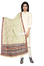 Phulkari Dupatta Hand Embroidered on Lemon Color With Multicolor Threads Phulkari