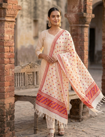 Hand embroidered Phulkari Dupatta with orange and pink thread work for women by