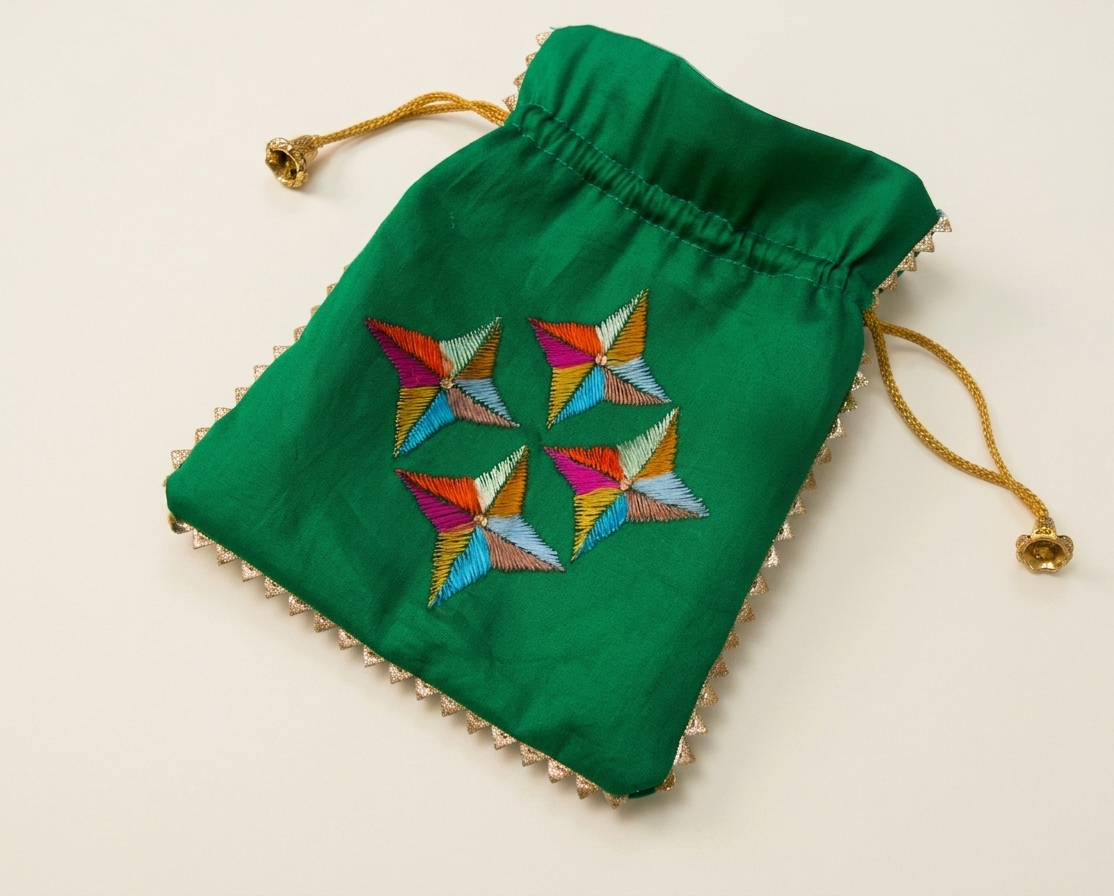 The Amritsar Store Phulkari Embroidered Potli Bag for Women