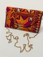 Phulkari embroidered wallet for women with golden chain