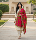 The Amritsar Store Phulkari dupatta with traditional hand embroidery in vibrant Punjabi floral motifs