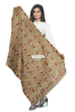 Phulkari Hand Embroidered Dupatta With Multricolor on Brown Phulkari