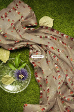 Phulkari Hand Embroidered Dupatta With Multricolor on Brown Phulkari